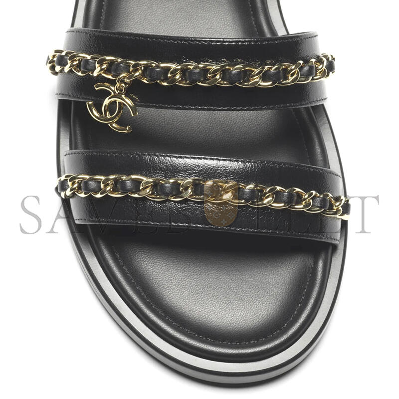 Ch**el sandals calfskin black g46801